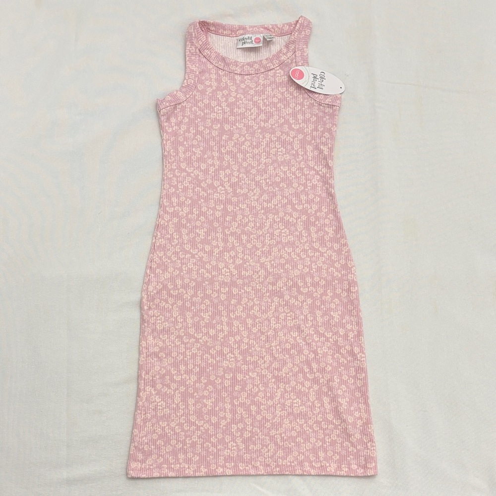 Pink Sleeveless Floral Dress
